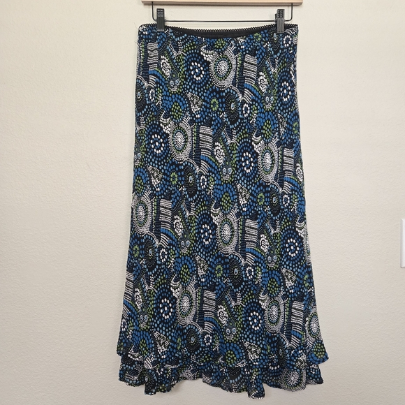 Y2K Abstract Midi Slip Skirt Black Green Size large - Picture 1 of 12